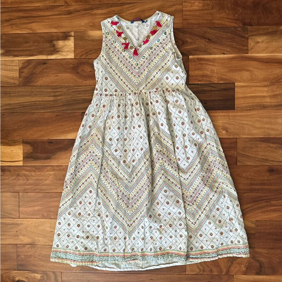 Fusion Cream V-Neck Fit & Flare Dress size Large - Picture 3 of 6